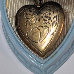 Vintage Sterling Gold Fill Victorian Heart Locket